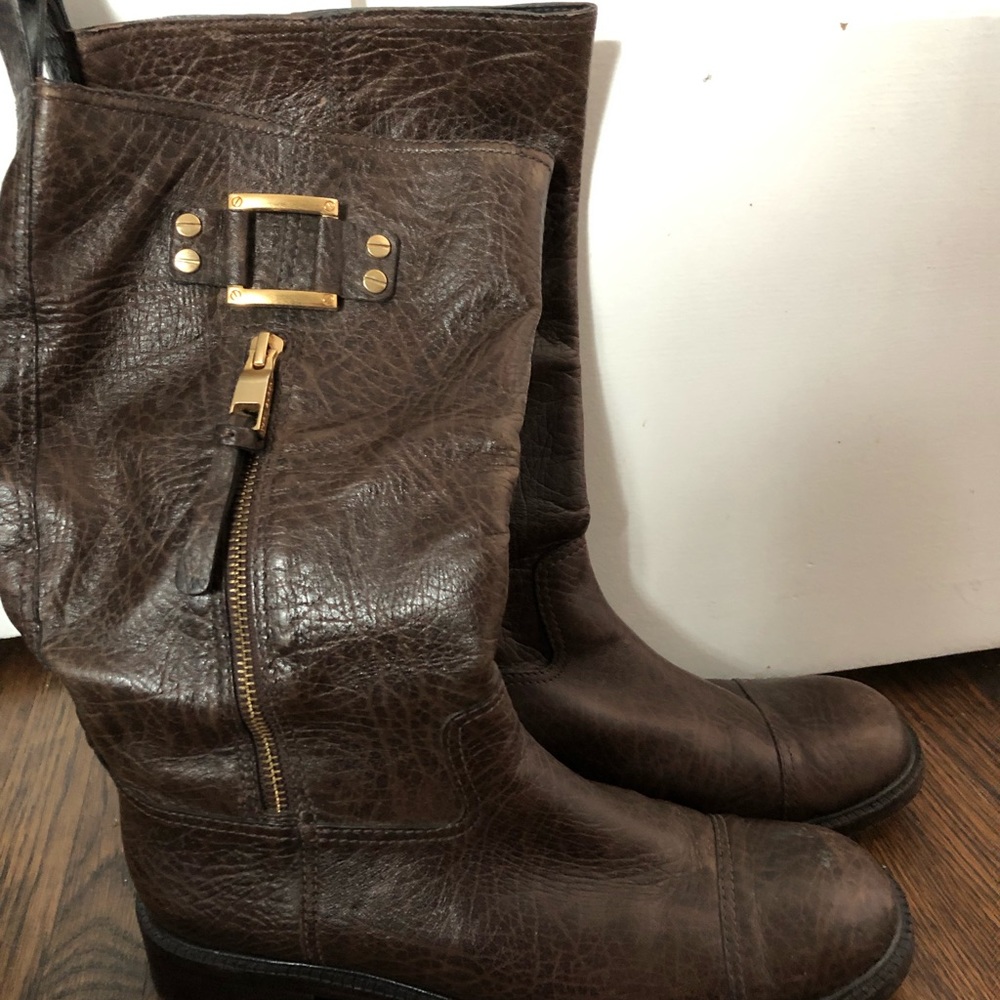 Tori Burch brown leather boots, size 9